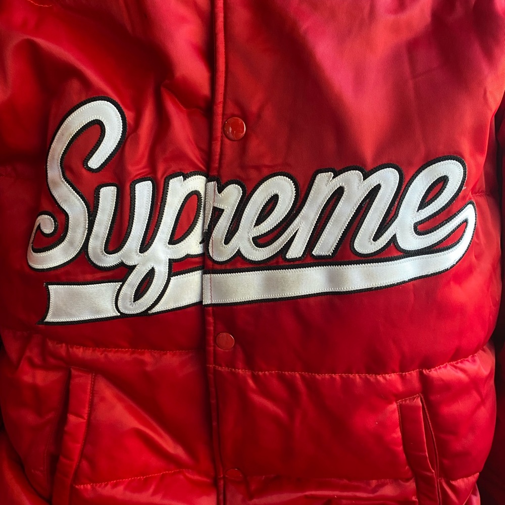 Supreme script varsity puffy jacket